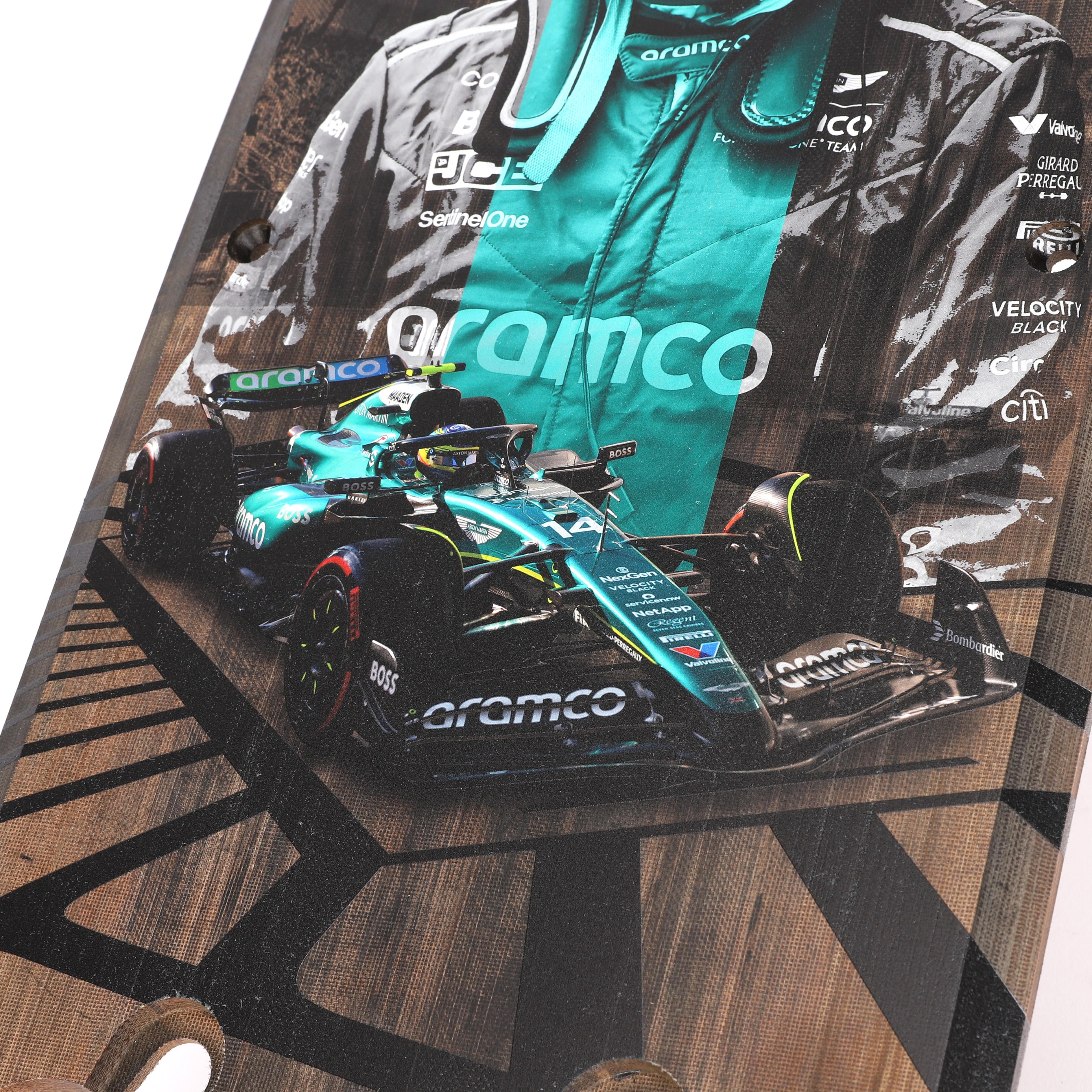 Fernando Alonso 2024 Aston Martin Aramco F1® Team Skid Block Plank Wall Art - Image 5