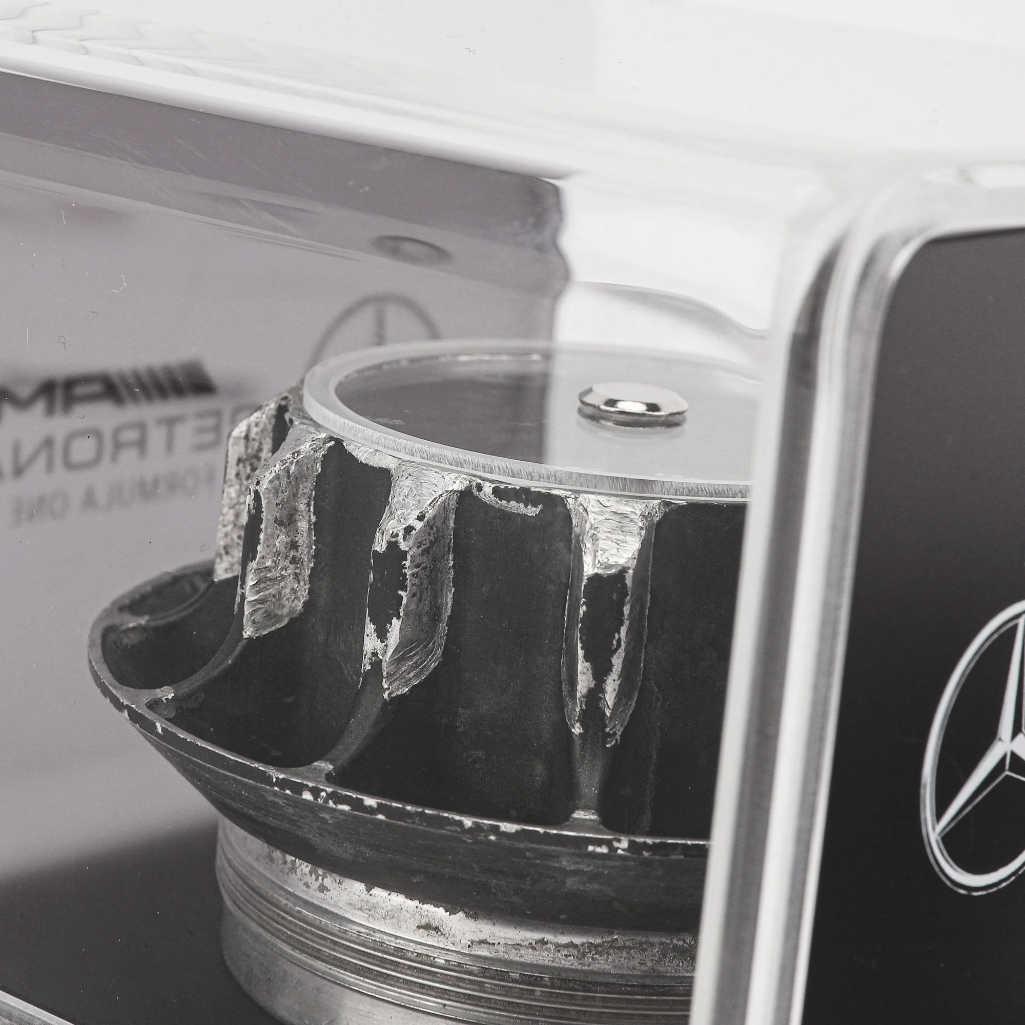 Mercedes AMG Petronas 2011 Grand Prix Used Wheel Nut in Display Case - Image 5