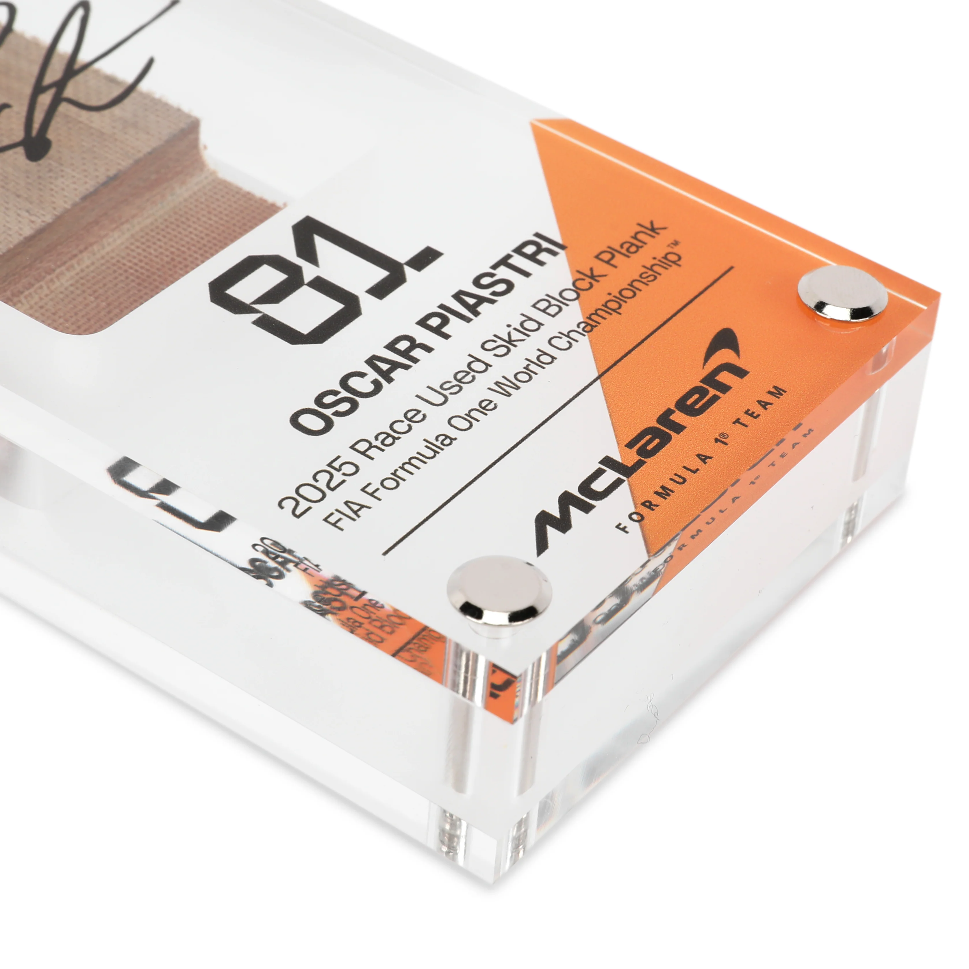 Oscar Piastri 2025 Grand Prix Used McLaren MCL39 Skid Plank Piece in Acrylic - Image 3