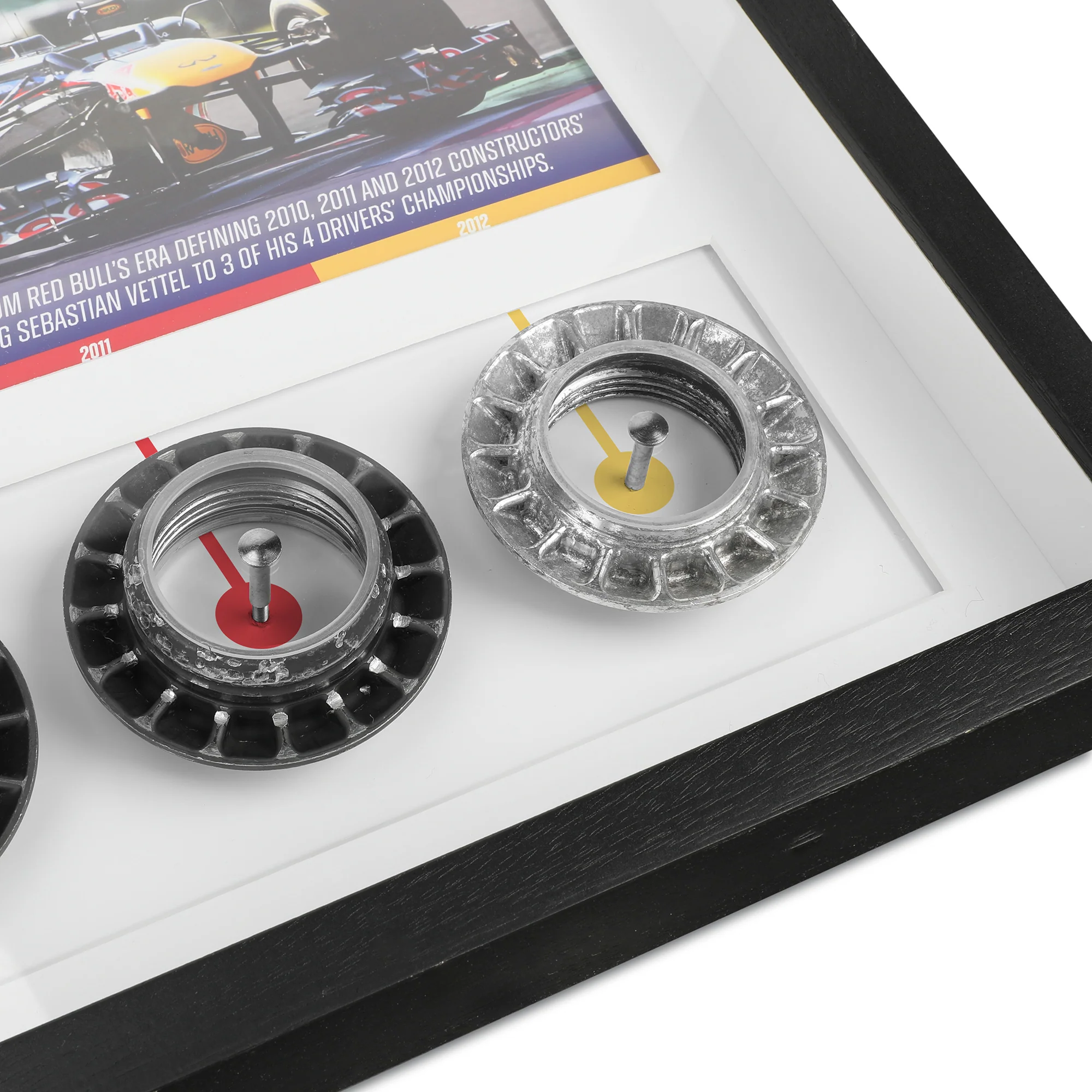 Sebastian Vettel Framed Grand Prix Used Red Bull Racing Wheel Nuts - Image 2