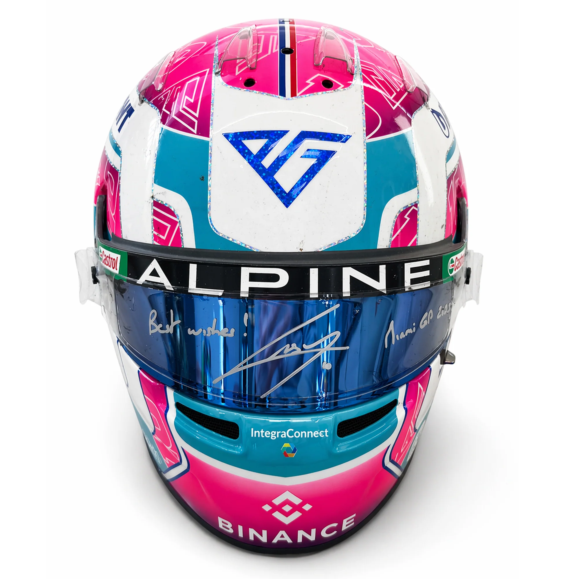 Miami Auction LOT 004 - Pierre Gasly 2023 Alpine Helmet - Miami GP Used Signed - Image 4