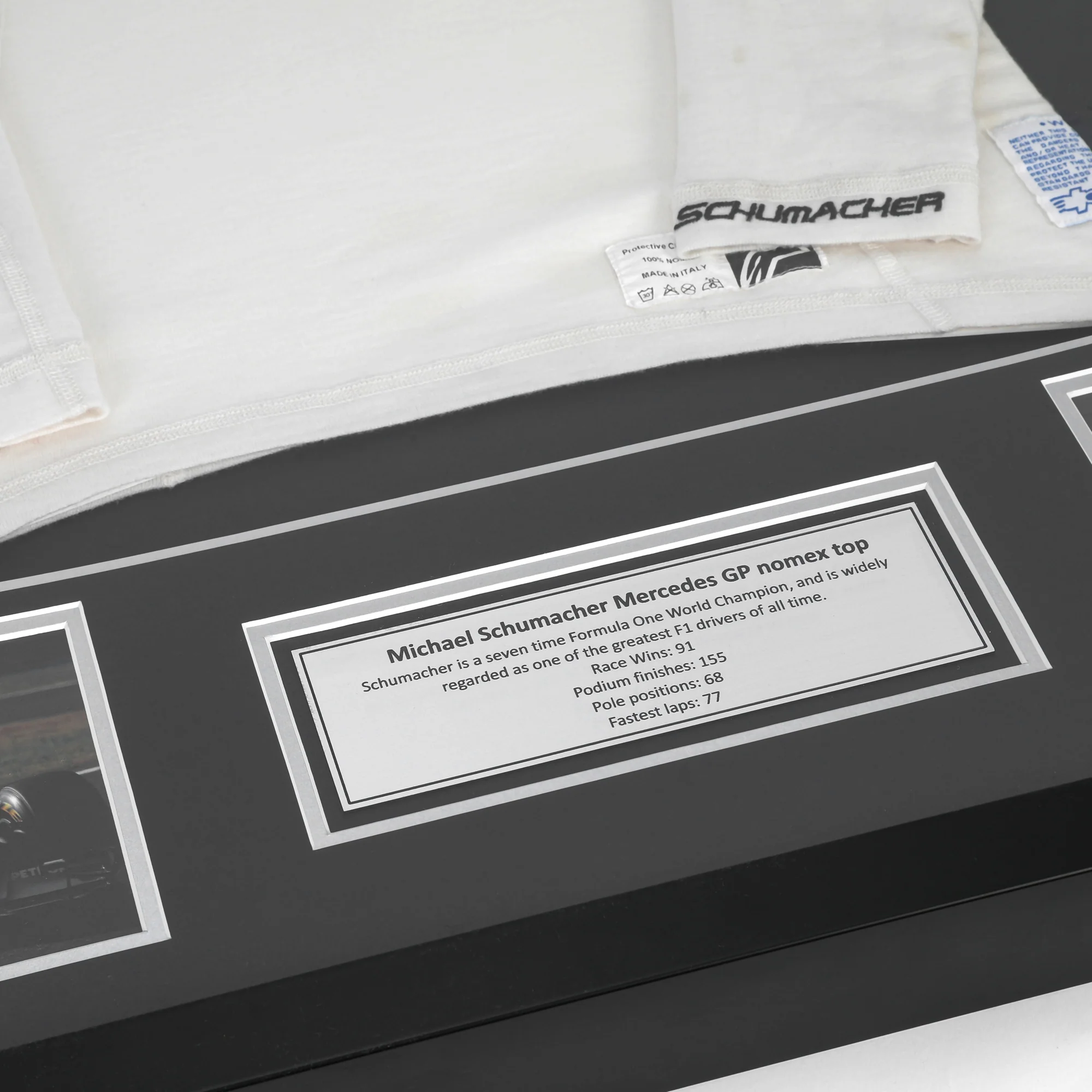 Miami Auction LOT 023 - Michael Schumacher 2010 Mercedes Nomex - Framed - Image 4